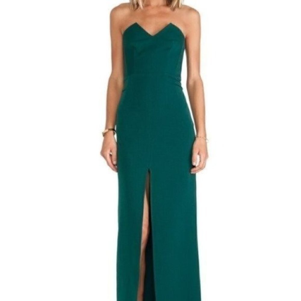 Assali green floor length dress strapless - wedding guest dresses for women Teen